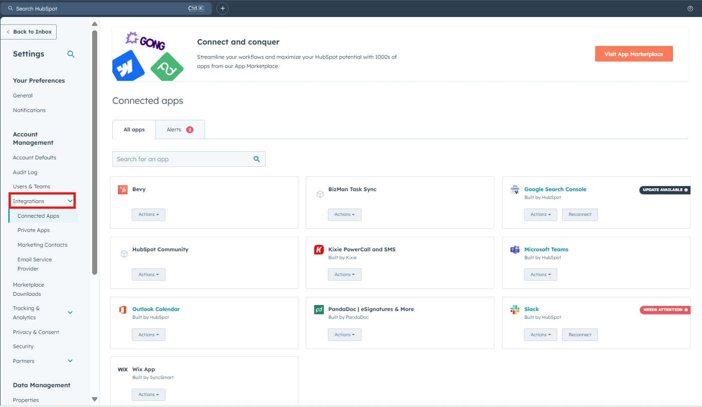 HubSpot Audit - Inventory Connected Apps