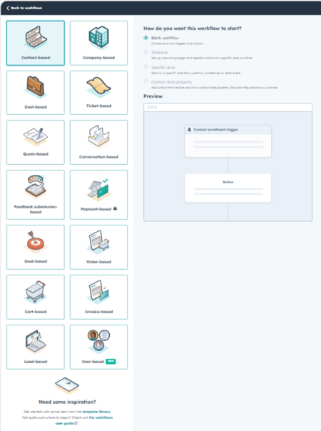 select Workflow in HubSpot